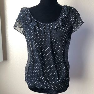 Banana Republic Petite XS Blouse Sheer Polka Dots